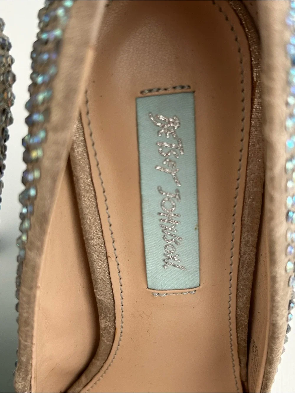 Betsey Johnson Nude Crystal-Embellished Pointed Pumps